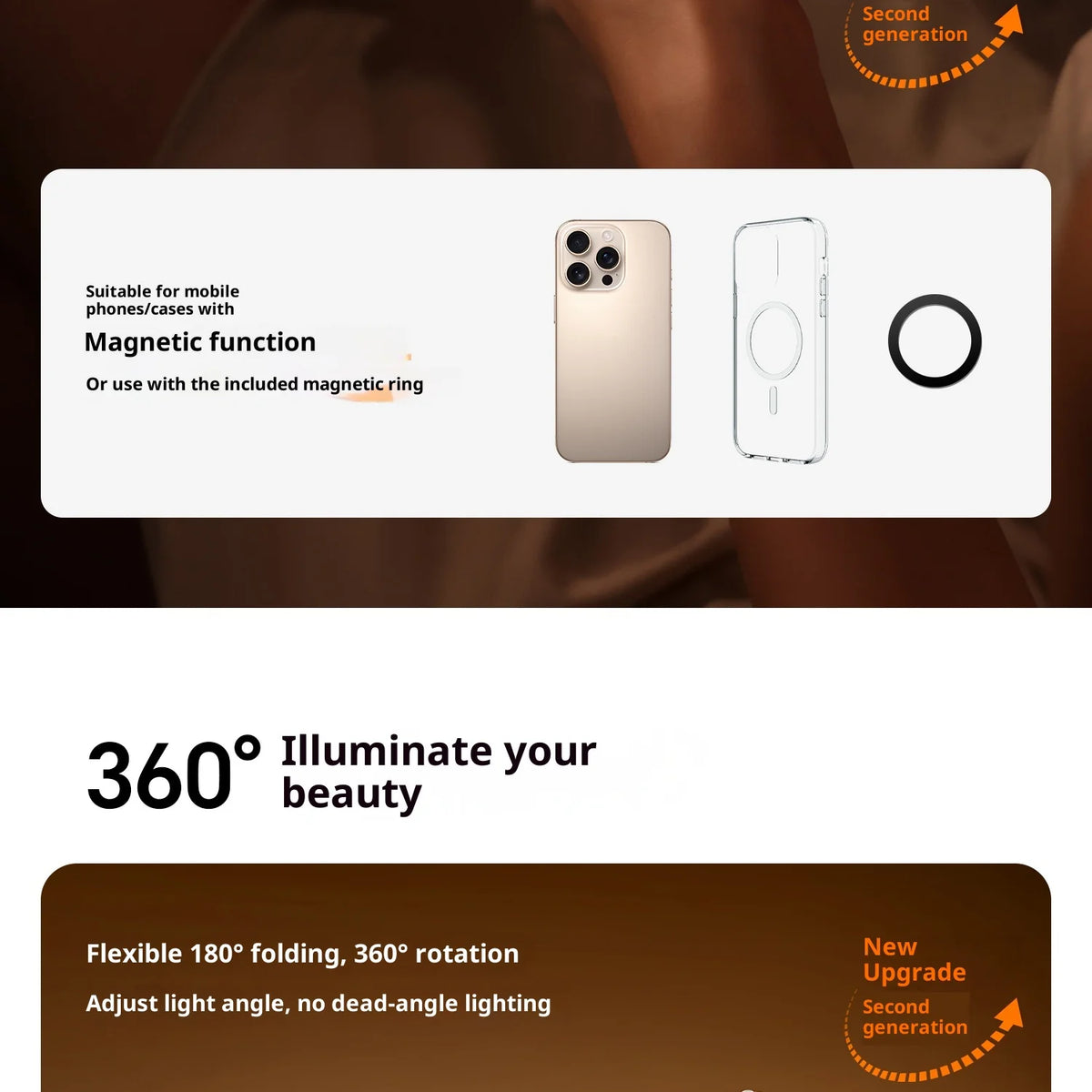 Original Ulanzi Lm23 Magnetic Phone Selfie Light Built-In