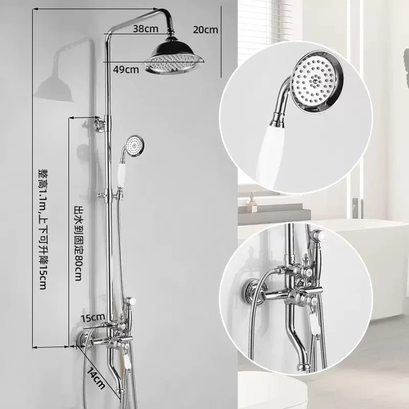 Vintage Shower System Brass Lightweight Luxury Gold Shower