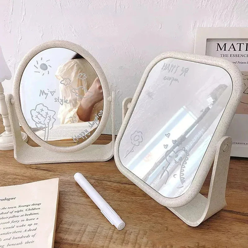 Bathroom Foldable Desktop Makeup Mirror 360 Degree Rotating
