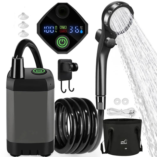 Camping Shower Equipment 6000mah Rechargeable Led Display Screen