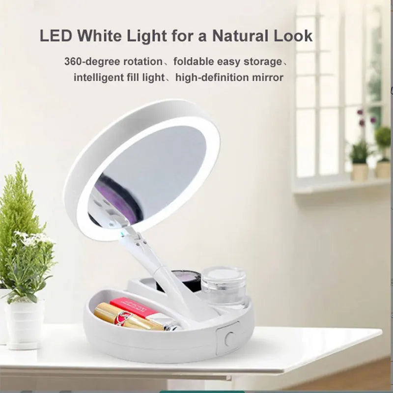Flexible Foldable 1x 10x Magnifying Vanity Mirror Led