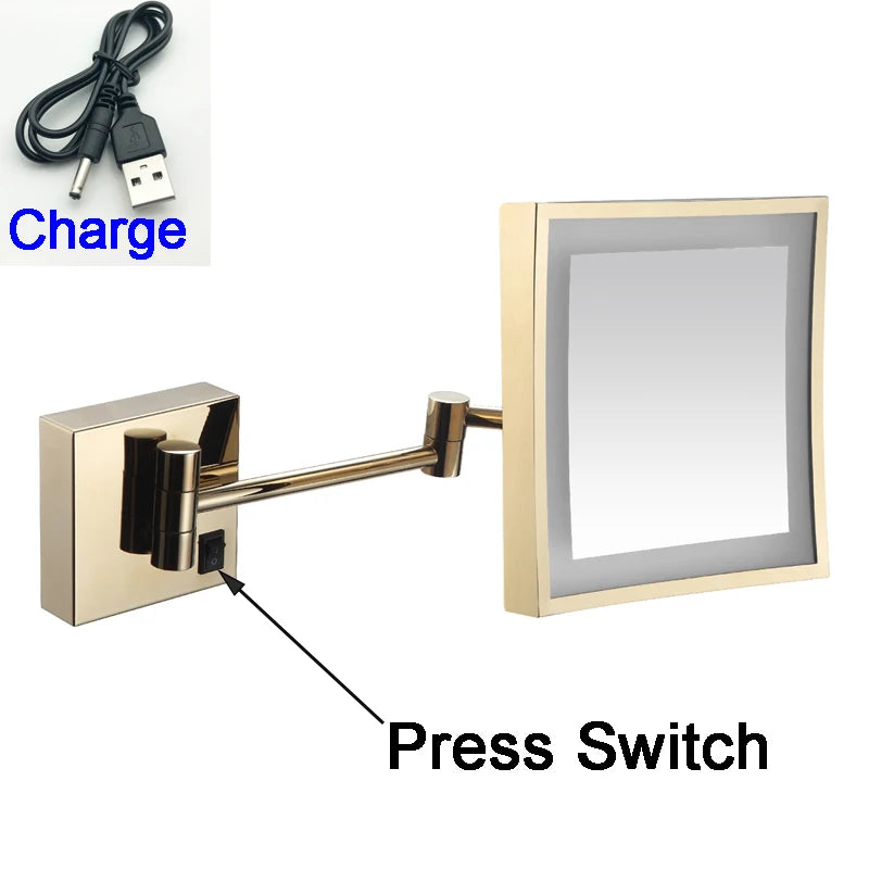 Square Touch Bathroom Mirror Wall Mounted Lighted Bathroom