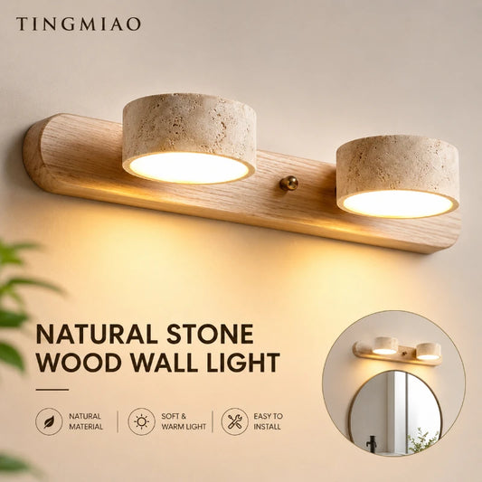 Rotatable Spanish Natural Limestone Round Led Wall Lamp