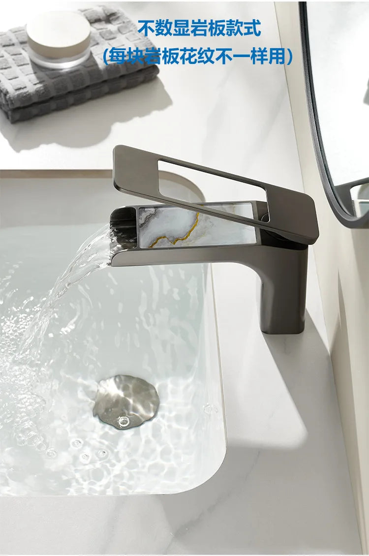 High-Quality Grey Basin Faucet Brass Construction Bathroom Sink