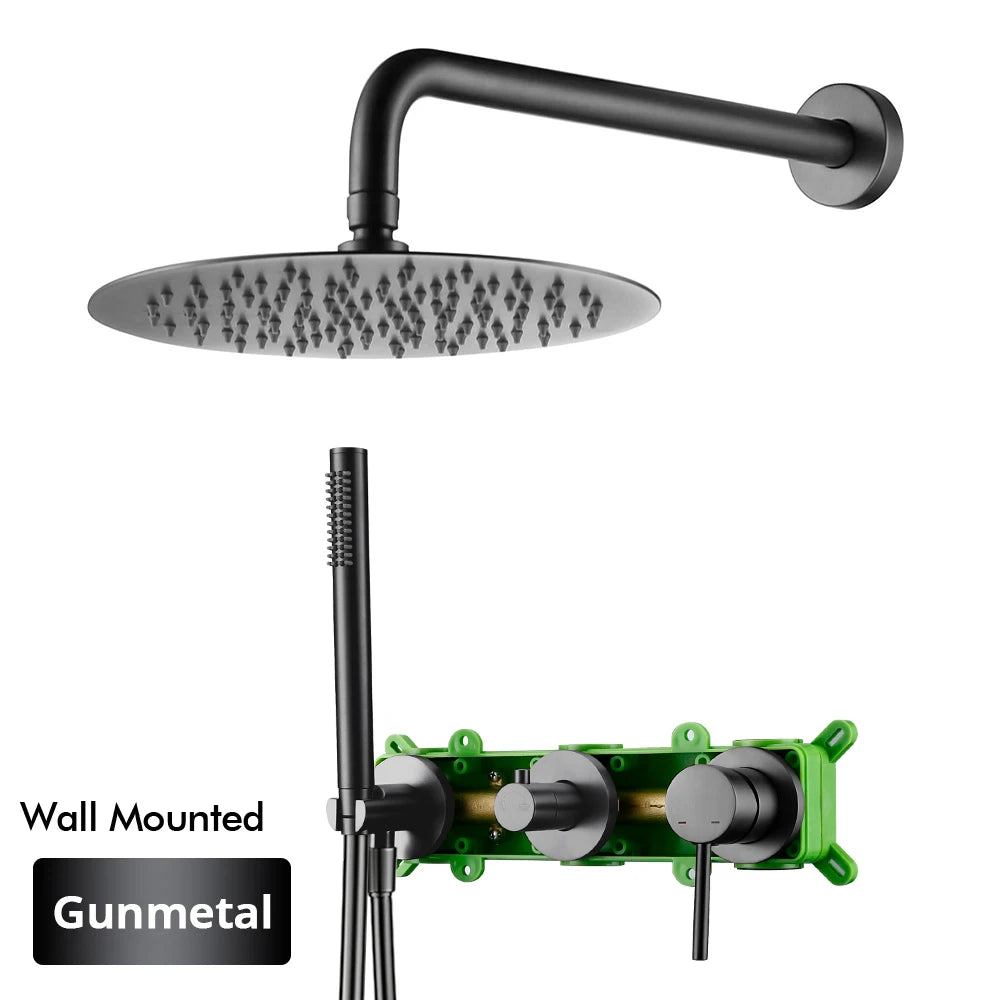 Gunmetal Shower Faucet 8-16 Embed Box Wall Mounted