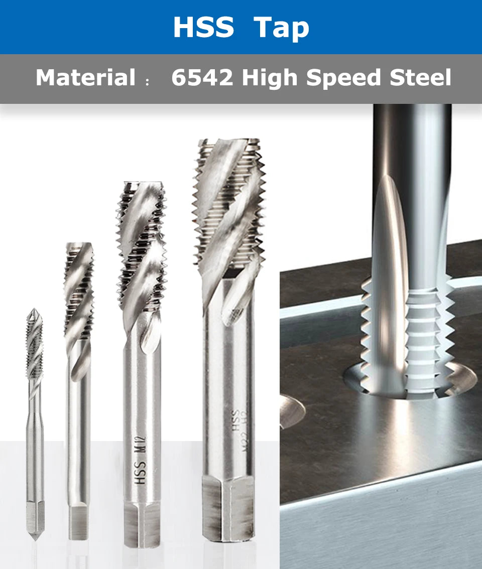 Metric Hss Spiral Flute Tap Machine Thread Screw