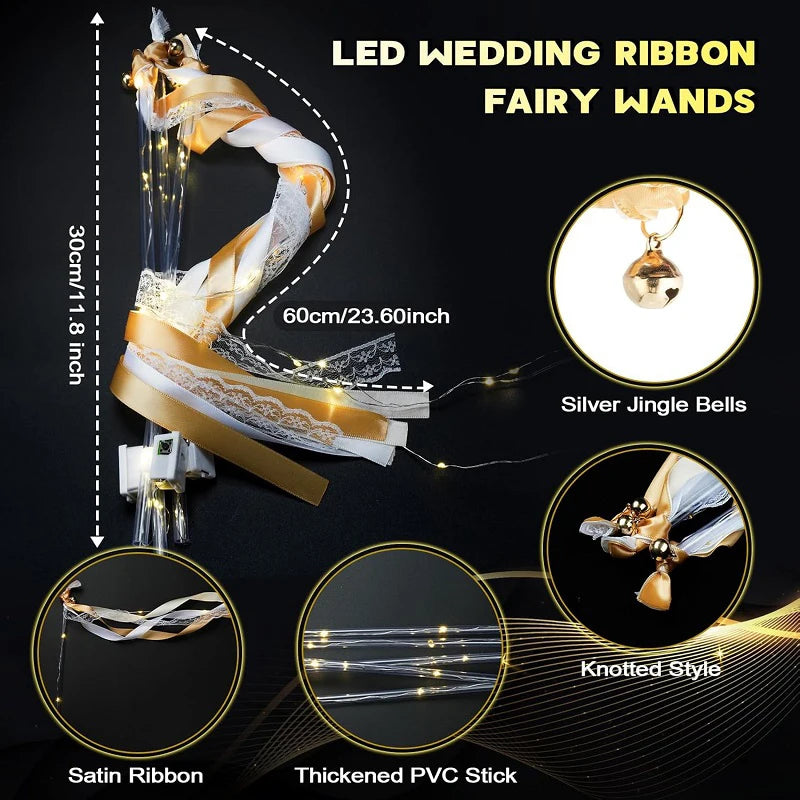 Wedding Ribbon Fairy Wand Light Up Magic Wand