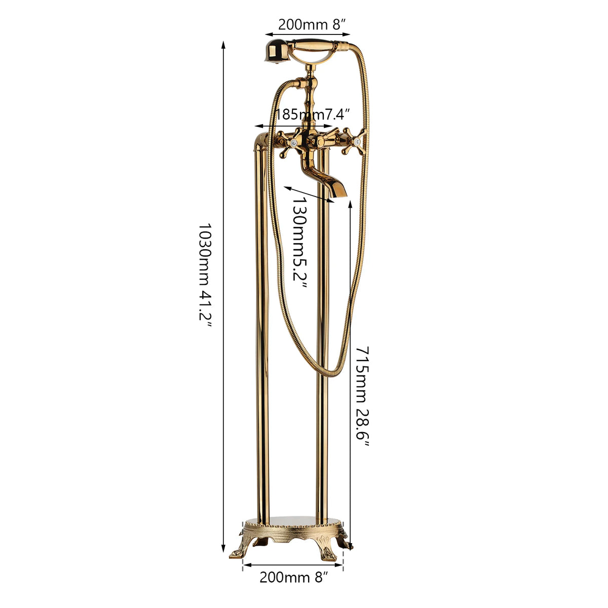 Kemaidi Freestanding Shower Faucet Bathtub Floor Mounted Tub