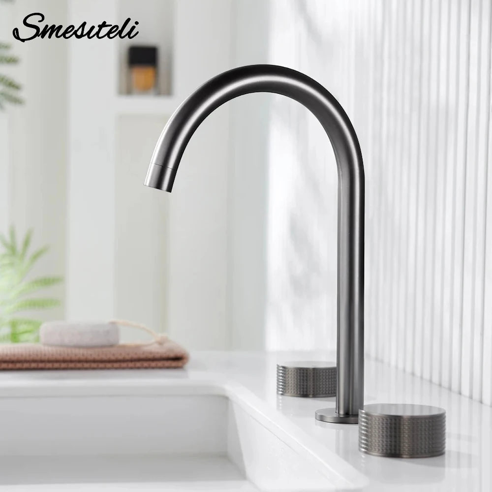 Gumetal Basin Faucet Cold Widespread Tap 360 Rotation