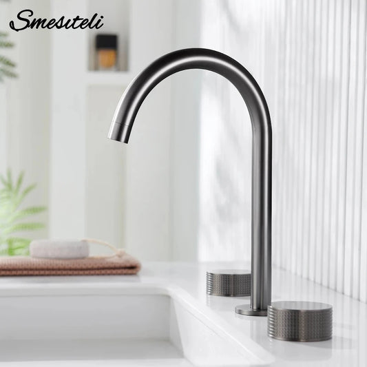 Gumetal Basin Faucet Cold Widespread Tap 360 Rotation