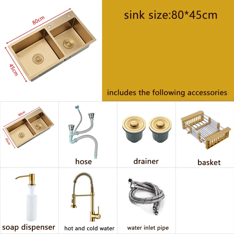 Gold Sink Above Counter Double Bowl Goldn Basket