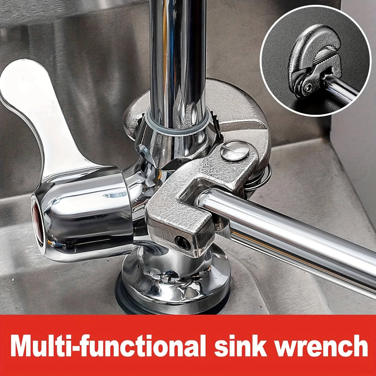 Adjustable Basin Wrench Tight Spaces Carbon Steel Ratcheting