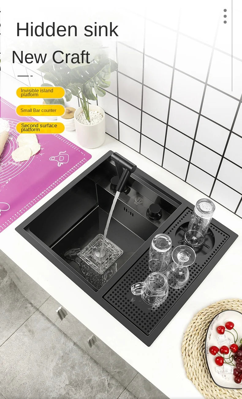 55cmx45cm Sink Nano 304 Stainless Steel Vegetable Wash