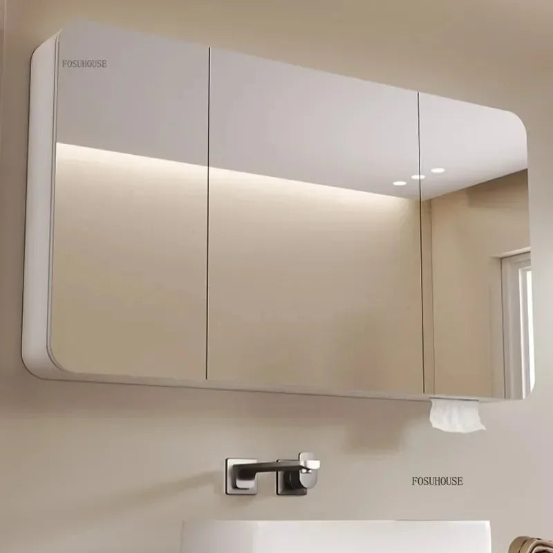 Minimalist Modern Arc-Shaped Smart Bathroom Mirror Cabinets