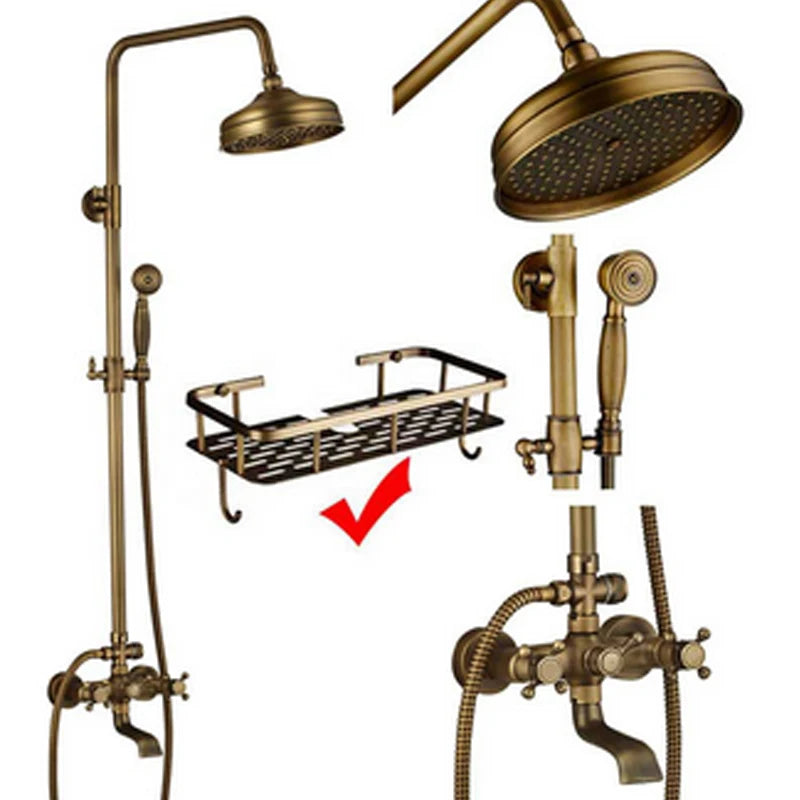 Antique Brass Shower Faucets Rainfall Shower Head Brass