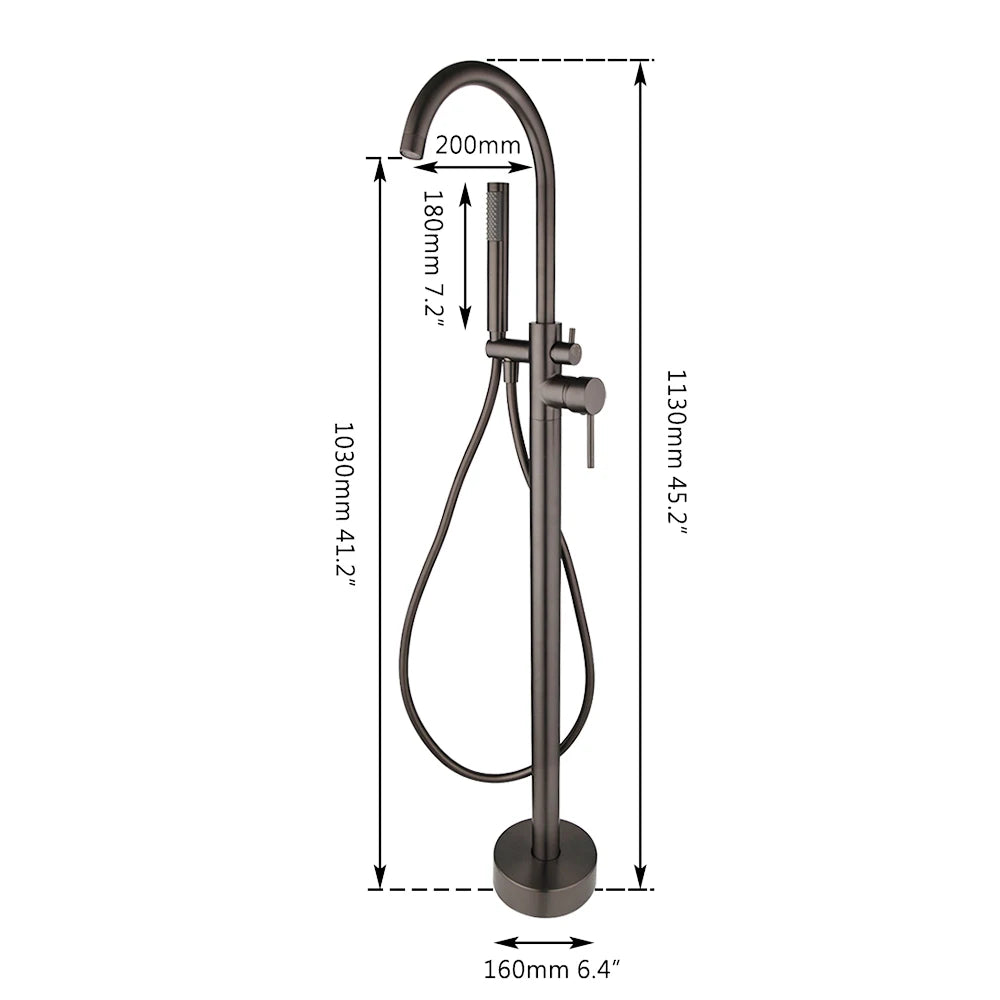 Zappo Standing Tub Shower Faucet Floor Mount Shower