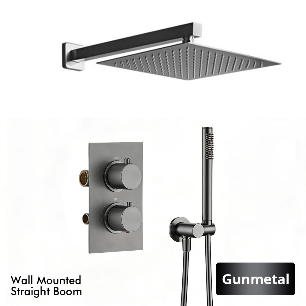 Bathroom Faucet Dial Way Brushed Gold Thermostat Shower