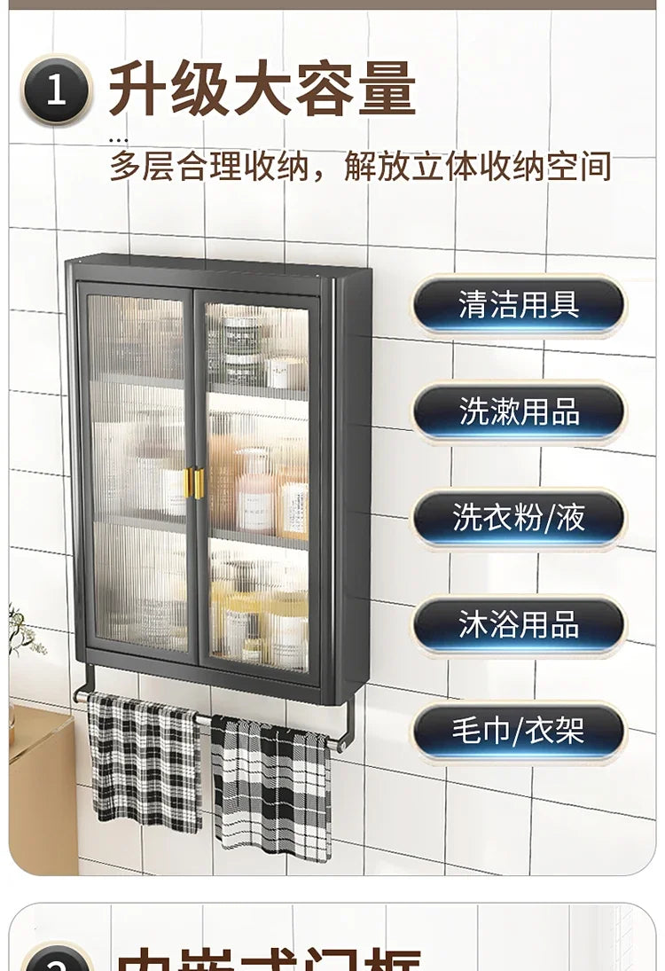 Modern Wall Mounted Bathroom Cabinet White Waterproof Storage