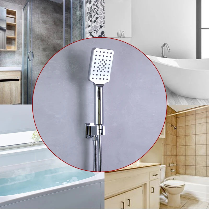 Square Hand Shower Bracket Brass Body Angel Adjustable