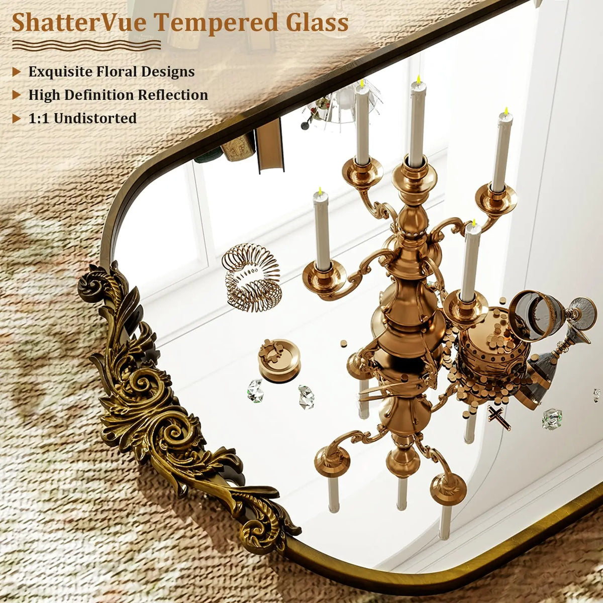 Beautypeak Vanity Wall Mirror Decorative Vintage Arch Bathroom