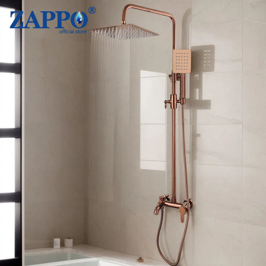 Zappo Solid Brass Rose Golden Shower Faucet Pink