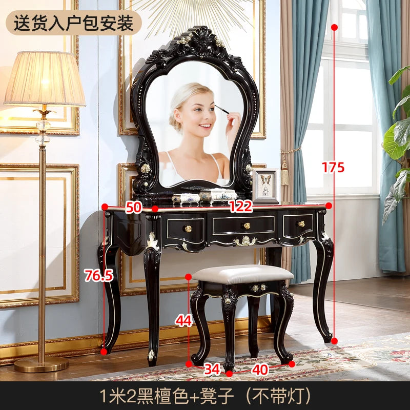 European Decor Makeup Vanity Desk Wooden Drawer White