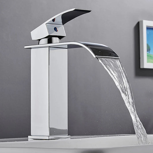 Splash-Proof Dual Control Countertop Waterfall Faucet Bathroom