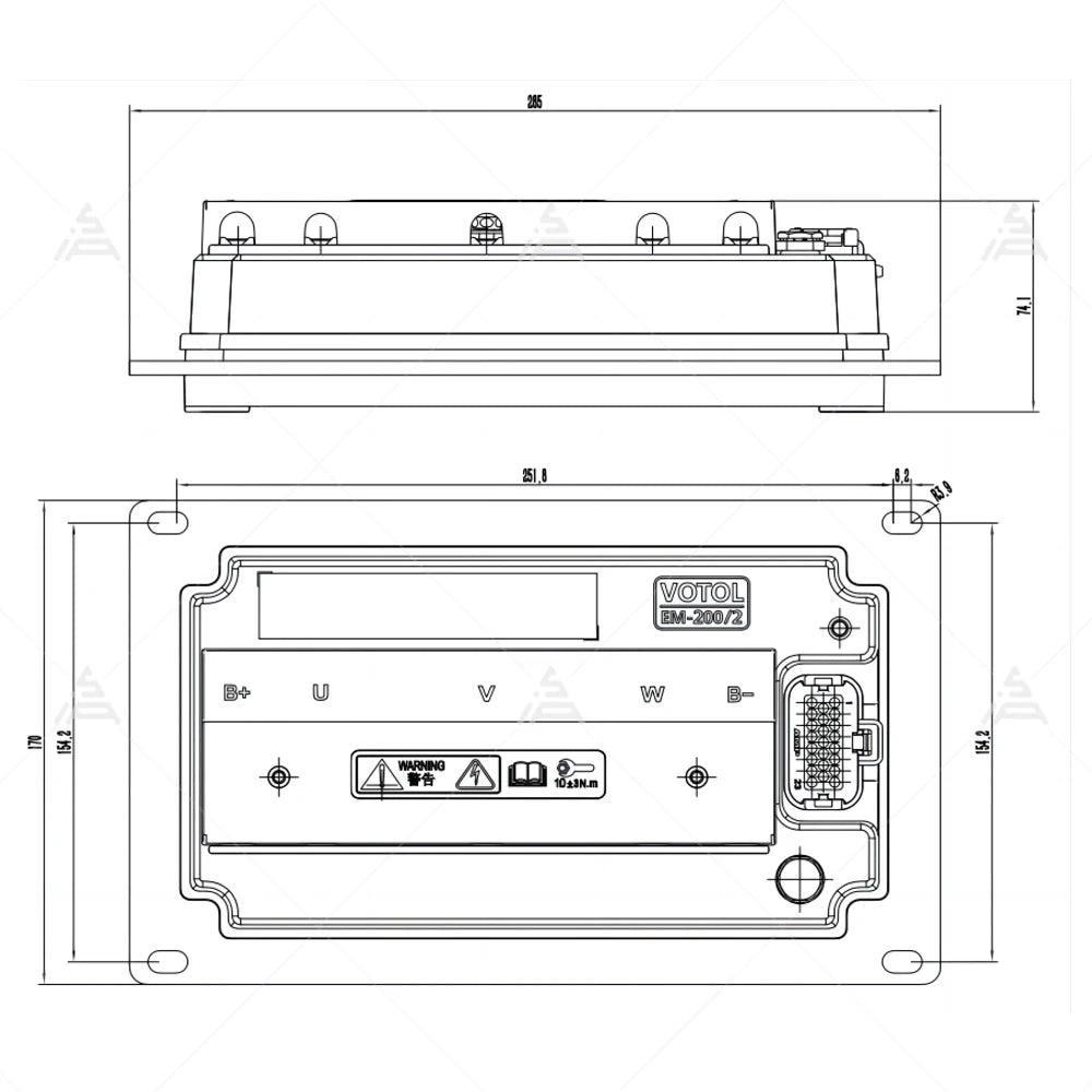 Votol Em200-2sp 72v 600a Can Controller Enlarged Heat