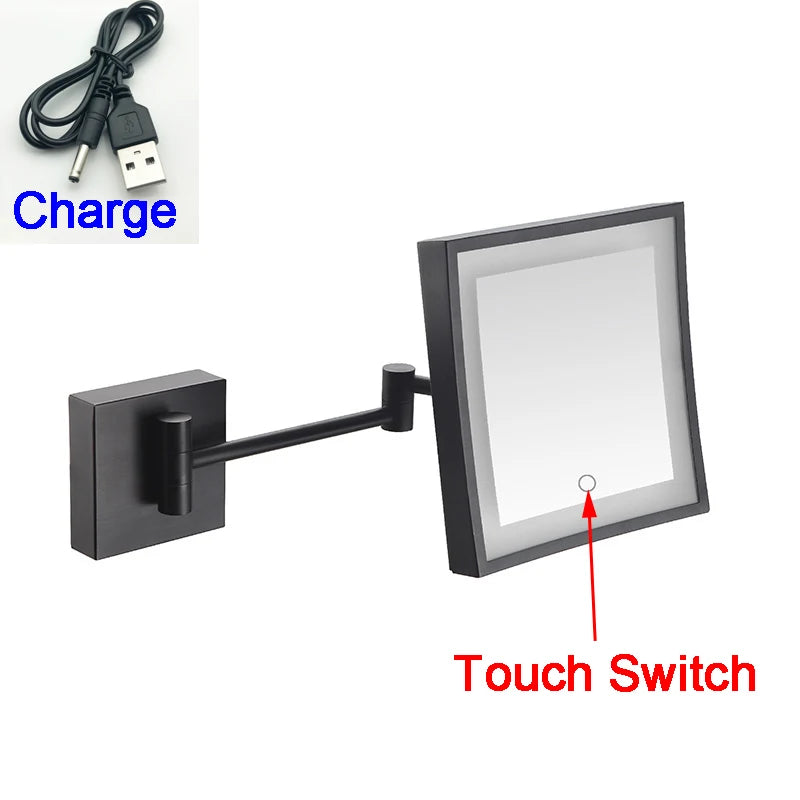 Square Touch Bathroom Mirror Wall Mounted Lighted Bathroom