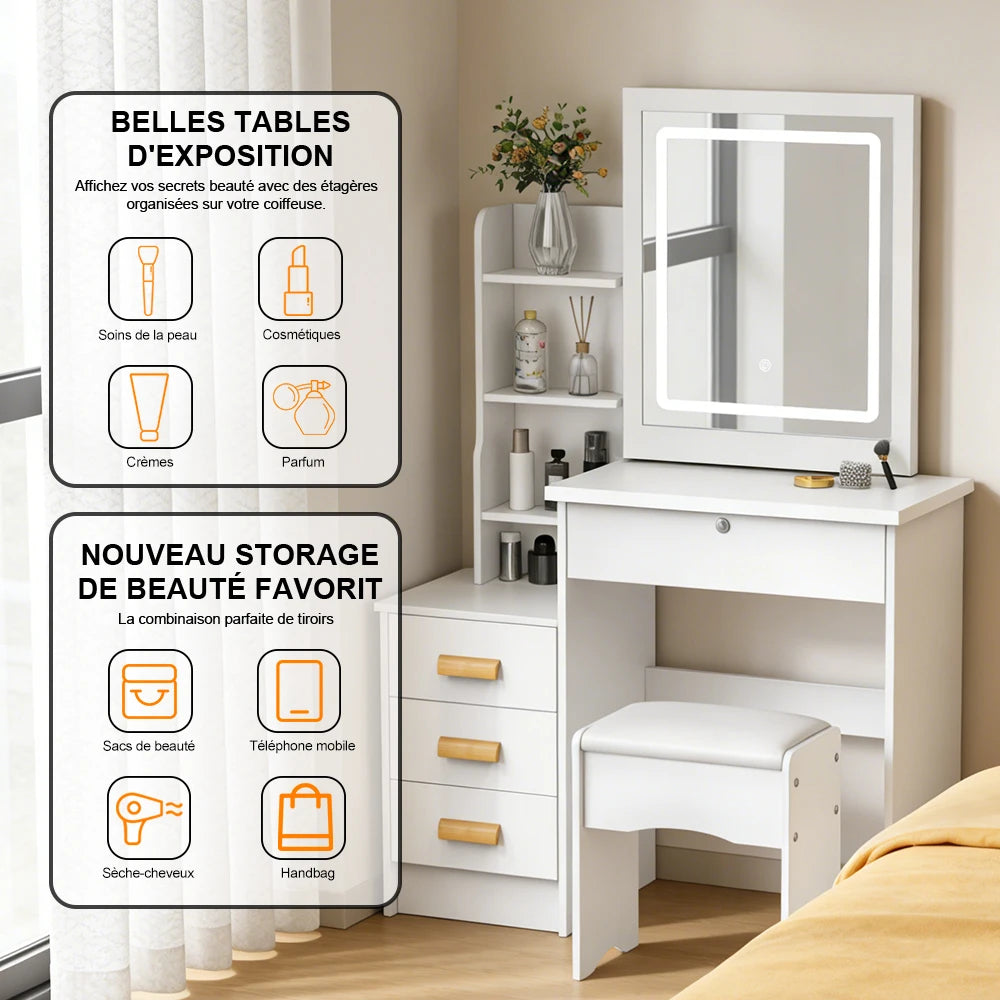 Bedroom Dressing Table Vanity Desk Sliding Mirror Lights