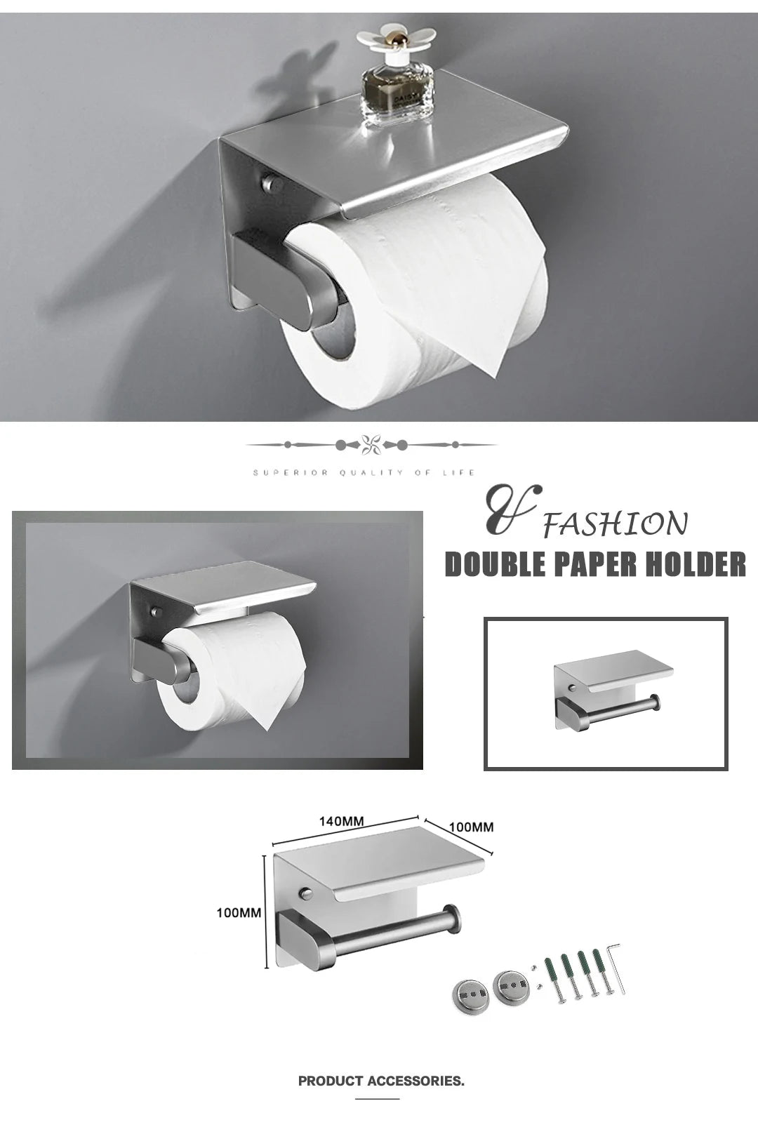 Brushed Nickel Bathroom Towel Bar Bath Robe Hook