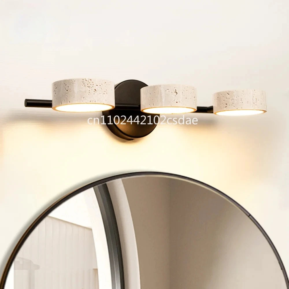Natural Limestone Round Led Wall Lamp Double Sided