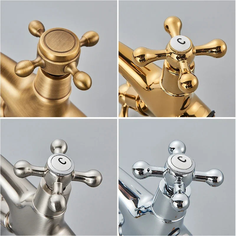 Senlesen Antique Faucet Bathroom Basin Faucet Two Handles