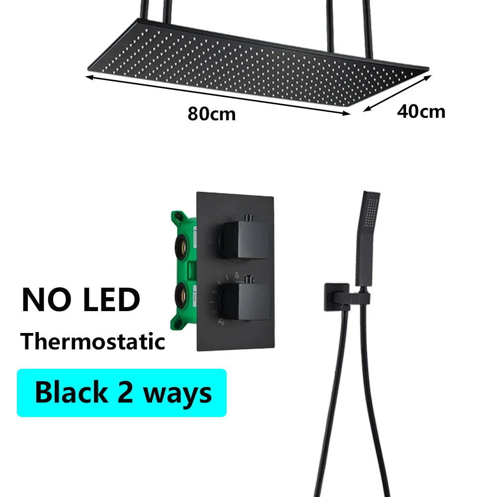 Luxury Thermostatic Shower Faucet Led Shower Sets Ceiling
