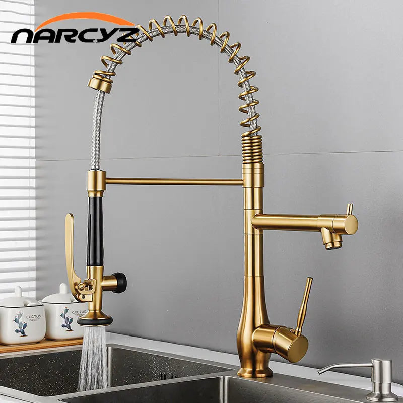 Faucet Brushed Nickel Pull-Out Faucet Swivel Dual Purpose