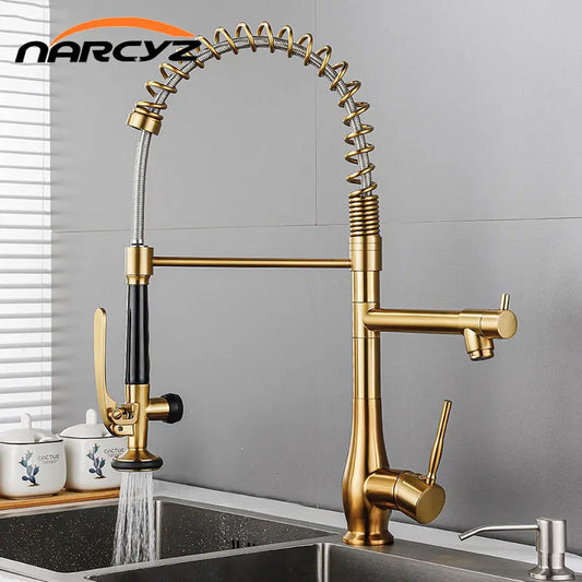 Faucet Brushed Nickel Pull-Out Faucet Swivel Dual Purpose