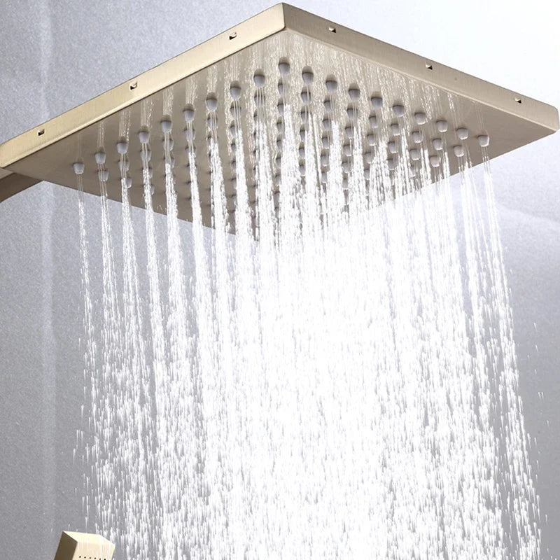 Brushed Gold Piano Digital Shower System Cold Brass