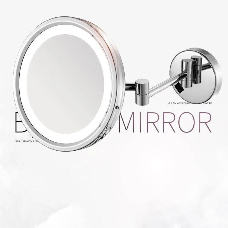 Rechargeable Led Folding Bathroom Makeup Mirror Wall Mounted