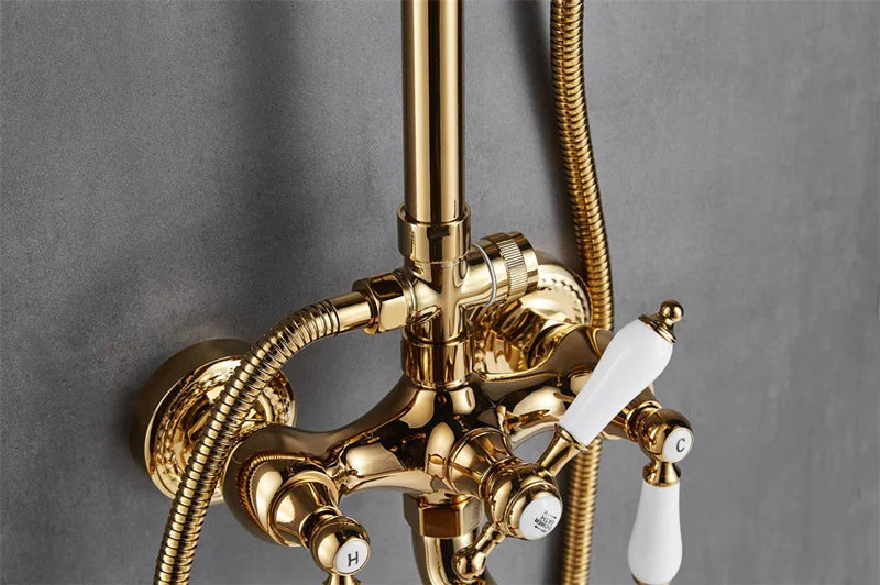 Bathroom Bathtub Faucet Wall Mounted Classical Style Brass