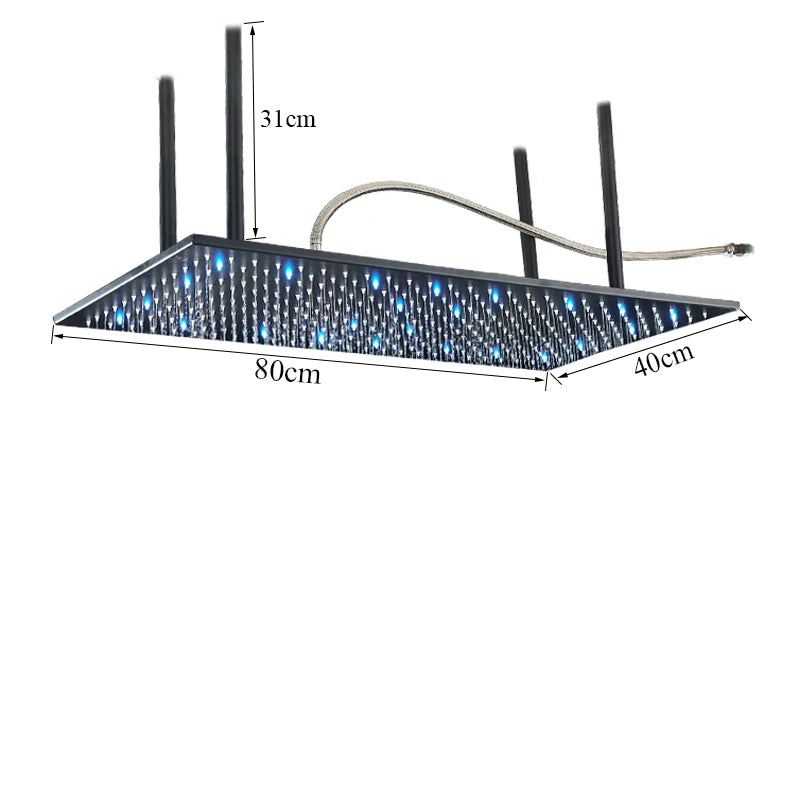 Large Rainfall Shower Faucet Ceiling Installation Bathroom