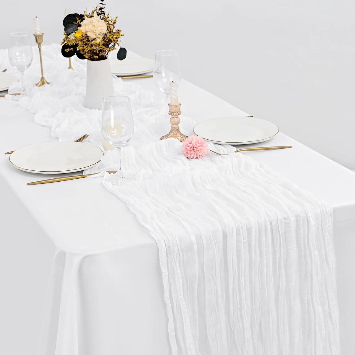 6-72pcs Sage Green Cheesecloth Table Runners Boho Gauze