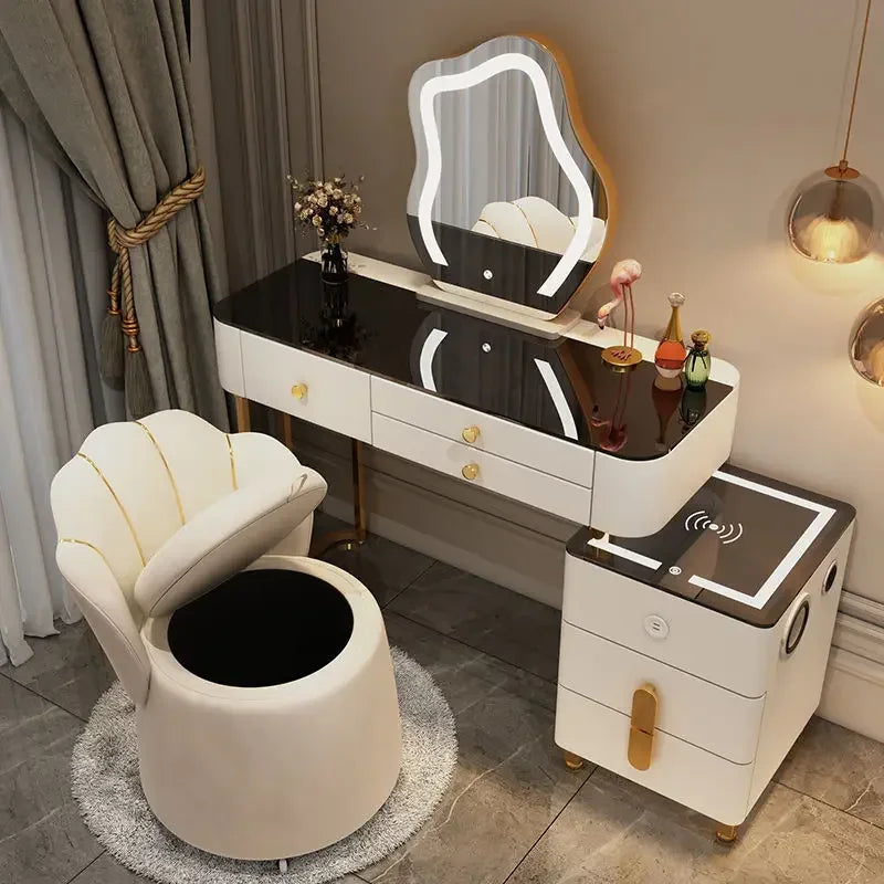 Nordic Glass Luxury Dressing Table Smart Wireless Charging