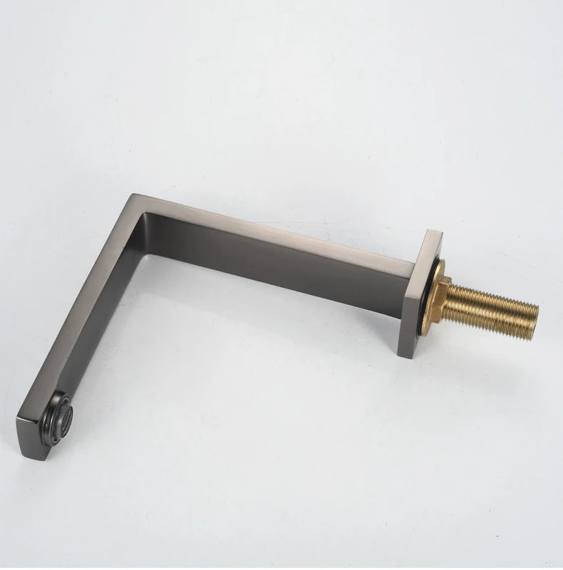 Brushed Gold Basin Faucet Solid Brass Three Hole