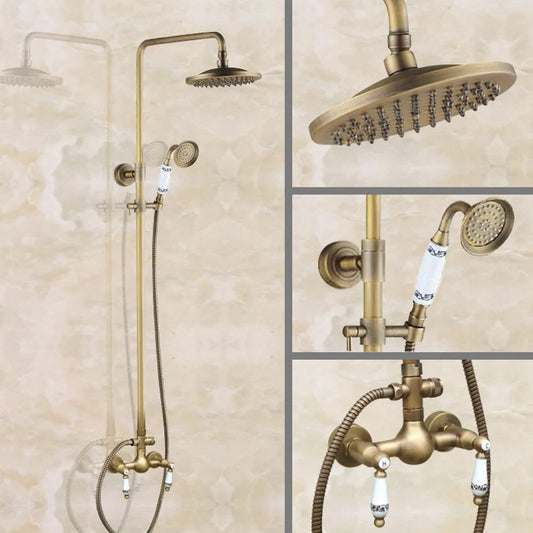 Vintage Retro Antique Brass Dual Ceramic Handles Bathroom
