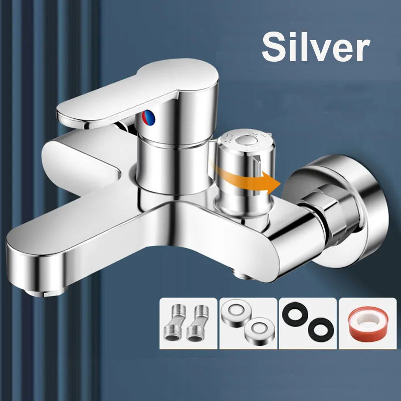Chrome Bathroom Shower Faucet Brass Wall Mounted Cold