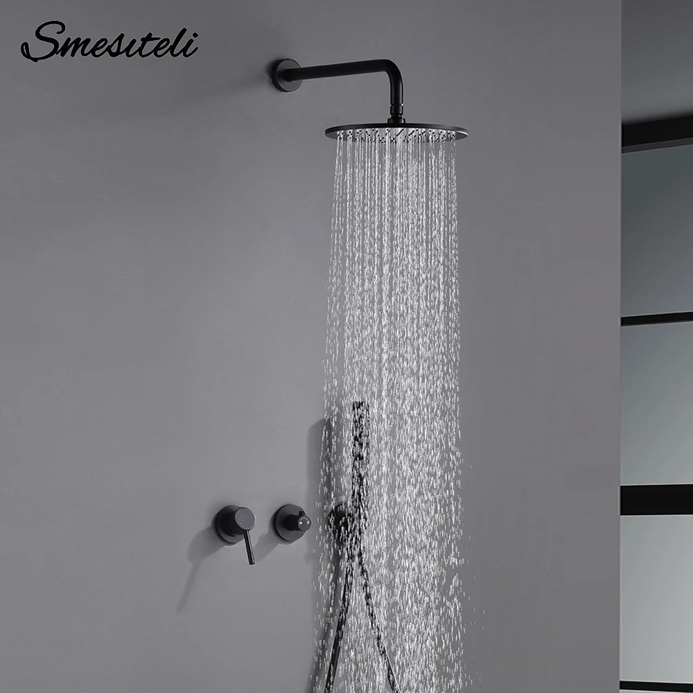 Bathroom Shower System Rainfall Shower Faucet Black Mixer