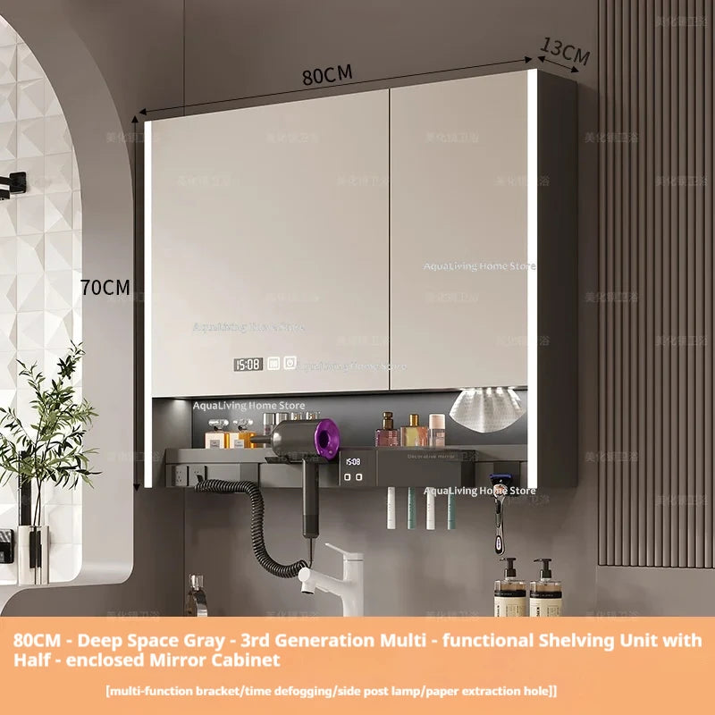 Modern Smart Bathroom Mirror Cabinet Wall-Mounted Vanity Mirror