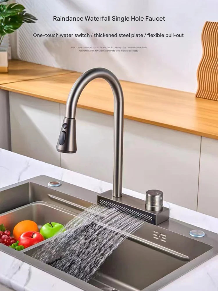 Popular Waterfall Faucet 304 Stainless Steel Cold Rainfall