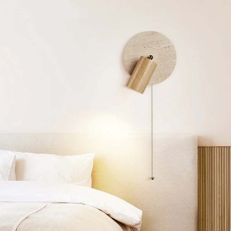 Iwhd Wood Led Wall Lamp Sconce Pull Chain