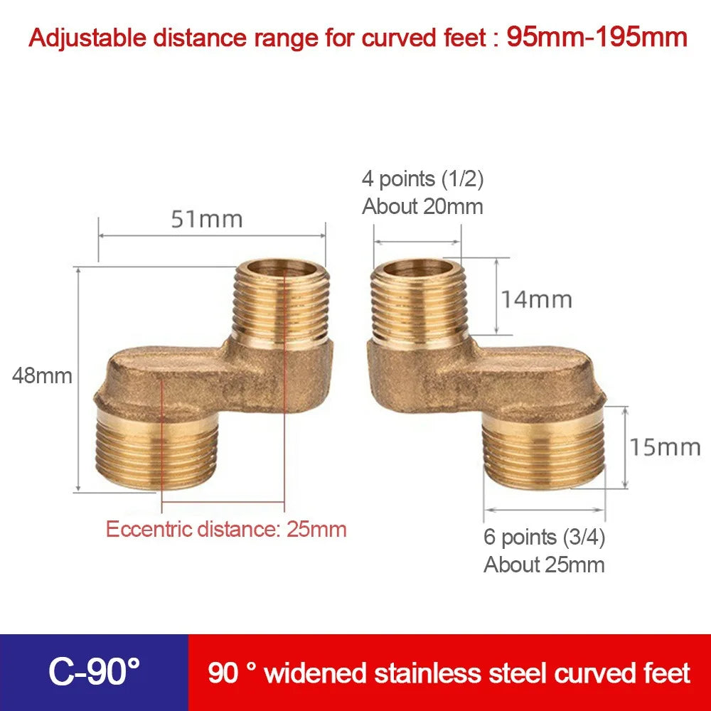 Copper Angled Curved Foot Lengthened Thickened Eccentric Screw